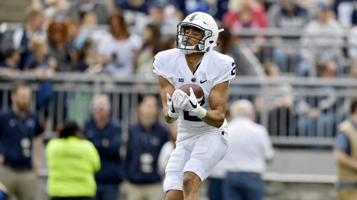 Penn State cornerback Keaton Ellis catches a punt during the Blue-White game on Saturday, April 13, 2019.