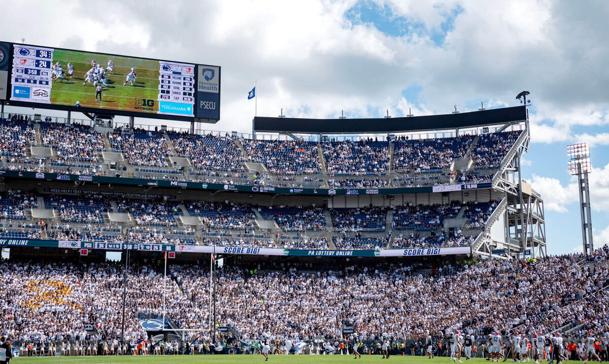 A new ribbon video board has been installed on top of the south end of Beaver Stadium but were not used for the season opener against Bowling Green on Saturday, Sept. 7, 2024.