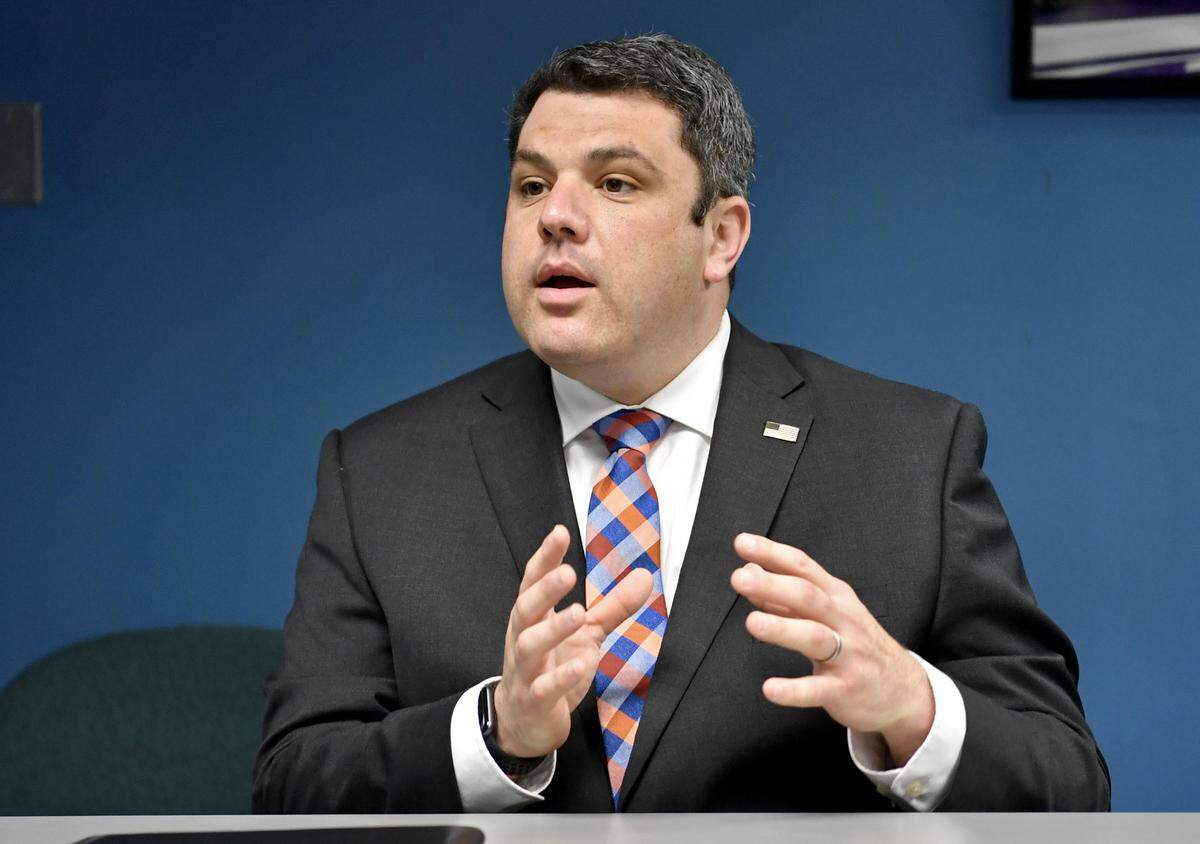 Pennsylvania 12th Congressional District Democratic candidate Marc Friedenberg, a Ferguson Township resident, visits the Centre Daily Times.