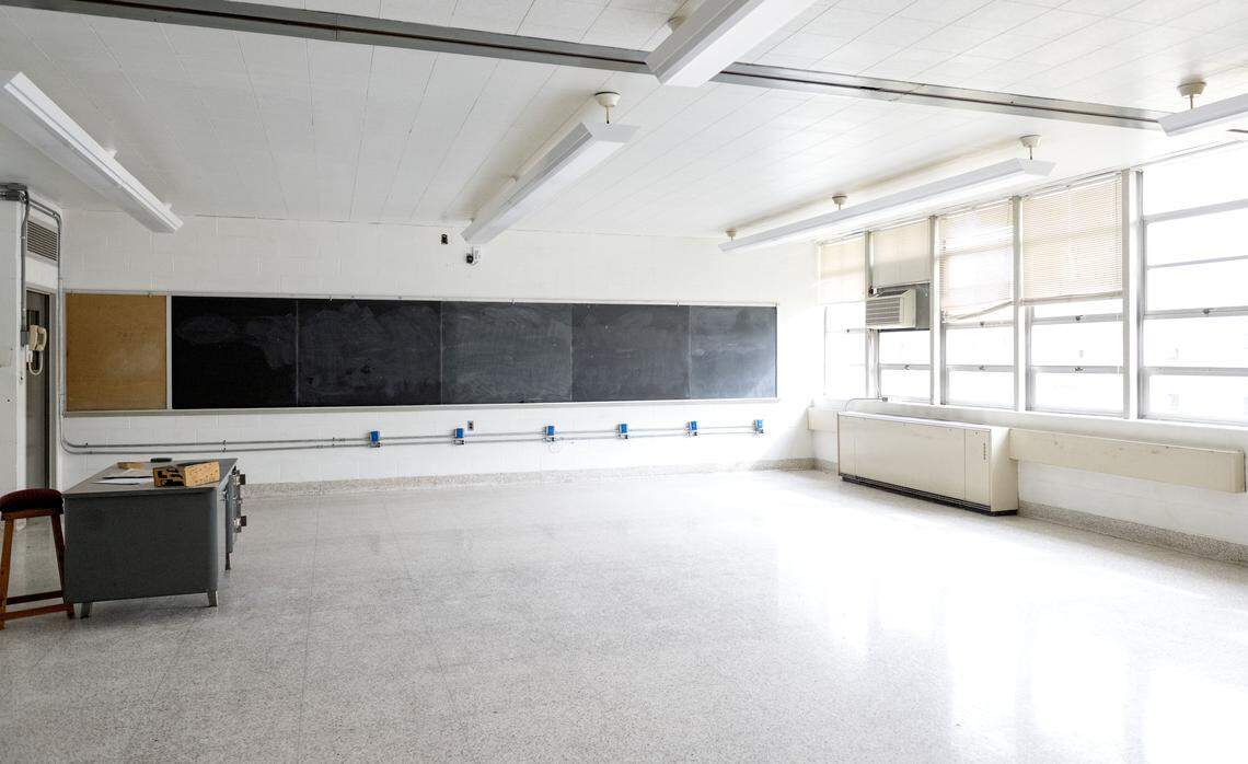 A classroom in the education building at Rockview state prison on Monday, March 2, 2026.