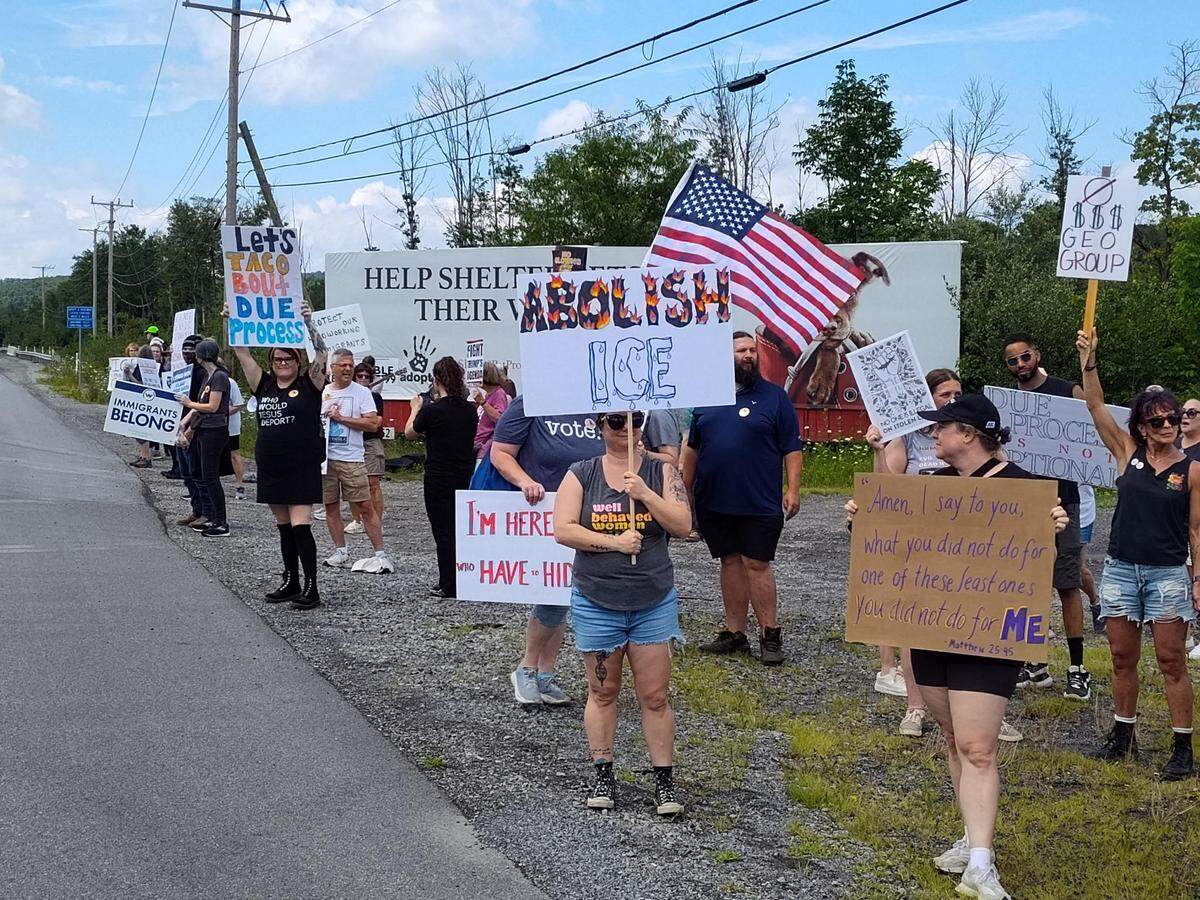 A protest was held Sunday, July 27, 2025 at the Moshannon Valley Processing Center near Philipsburg.