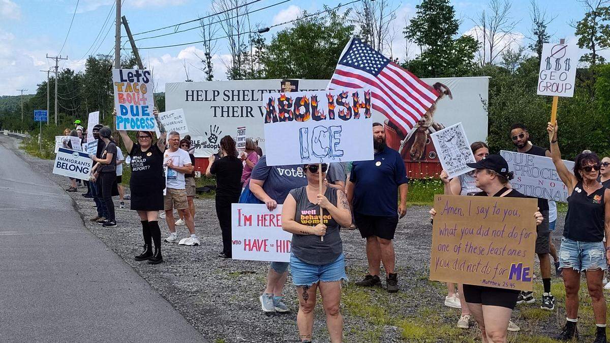 A protest was held Sunday, July 27, 2025 at the Moshannon Valley Processing Center near Philipsburg.