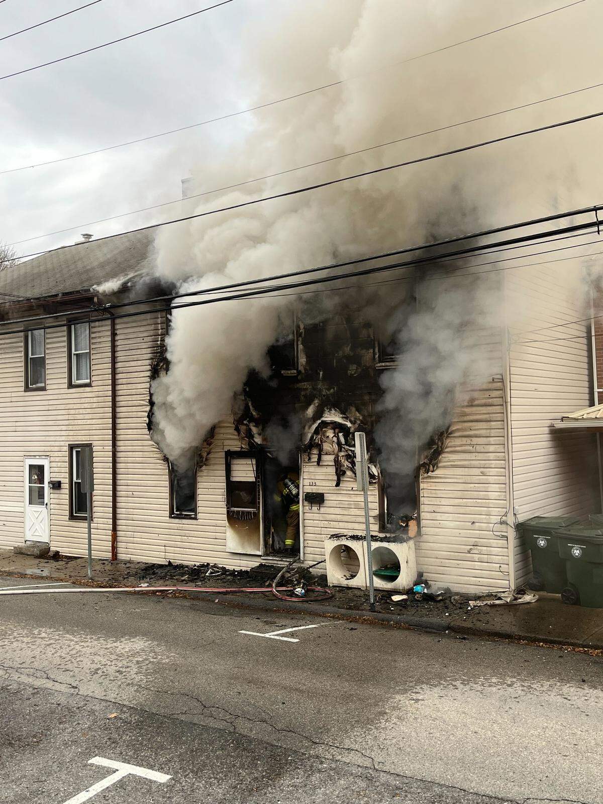 Emergency crews respond to a fire in the 100 block of West Logan Street in Bellefonte on Friday, Dec. 26, 2025.
