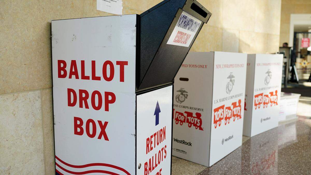 A mail ballot drop box is displayed Nov. 7, 2023, at Northampton County Courthouse in Easton, Pennsylvania.