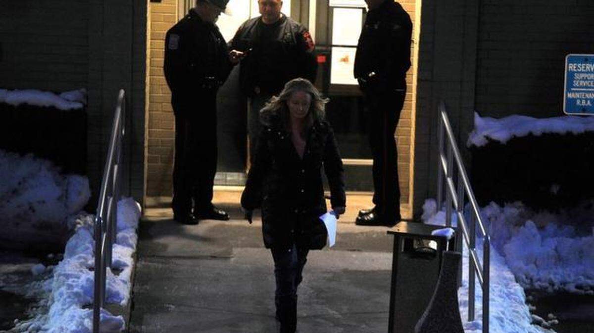 Centre County District Attorney Stacy Parks Miller leaves the county courthouse in Bellefonte on Saturday.
