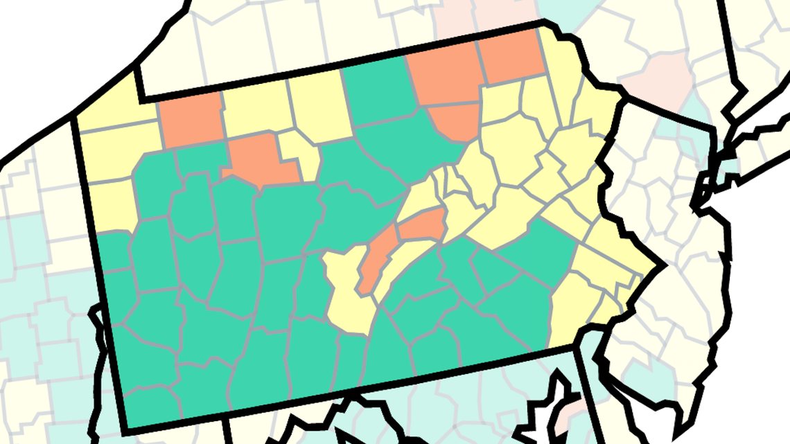 Number of Pennsylvania counties at high COVID community level rises from 4 to 7