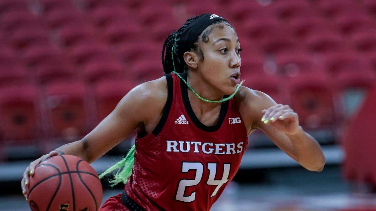 Rutgers’ Arella Guirantes, pictured during the first half of the Dec. 11, 2020, game against Wisconsin, scored a game-high 21 points against Penn State on Wednesday.