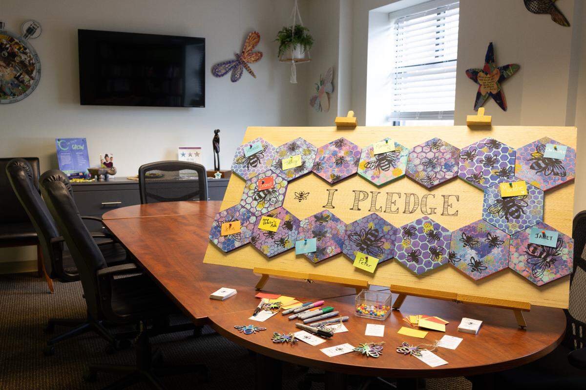 A workspace is pictured at the Jana Marie Foundation office.