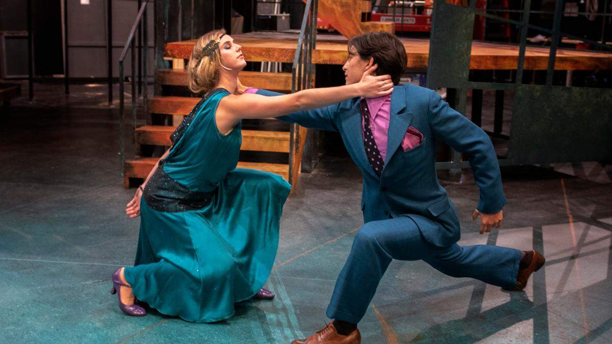 Cast members Thea Celey, left, and Jimin Moon work through a dance during a rehearsal for the Penn State Centre Stage’s production of the musical “The Wild Party” at the Playhouse Theatre.