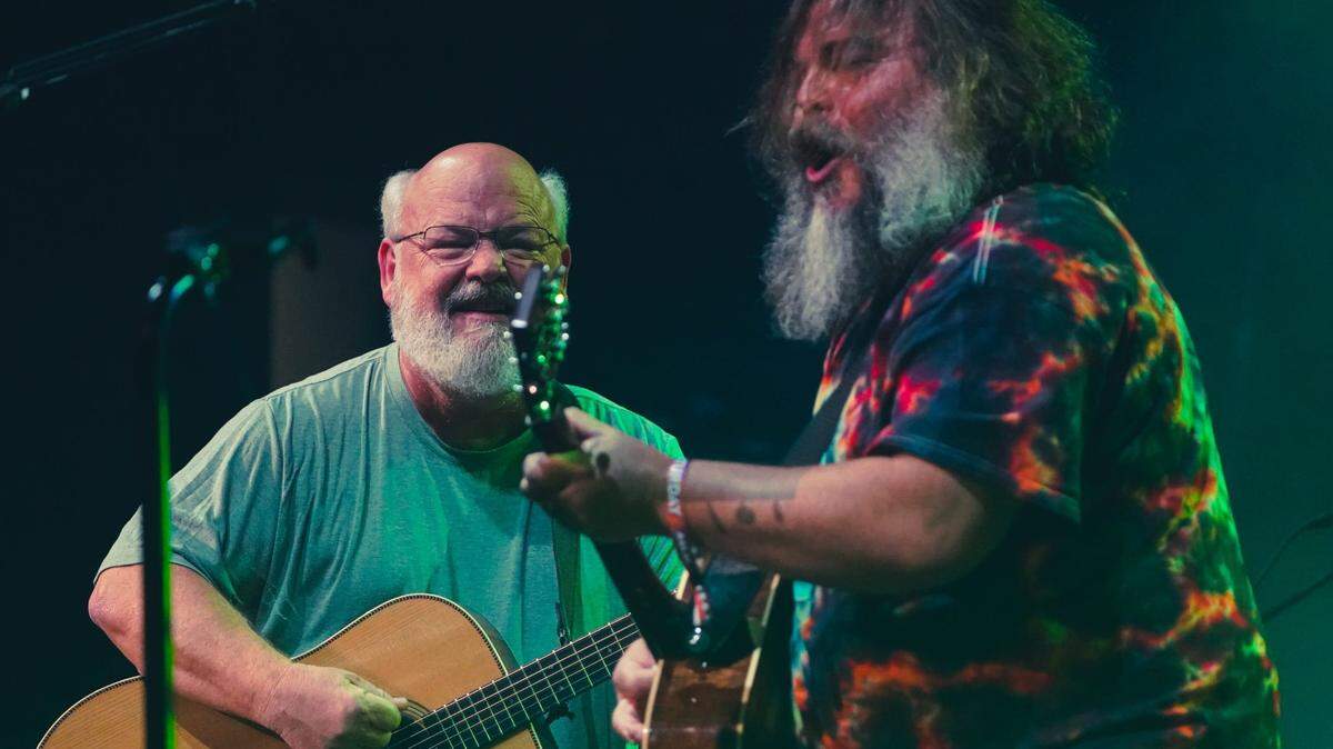 From left, Comedy rock duo Tenacious D, Kyle Gass and Jack Black perform during the All In Music & Arts Festival: Day 1, on Saturday, Sept. 9, 2023, at The Indiana State Fairgrounds in Indianapolis.