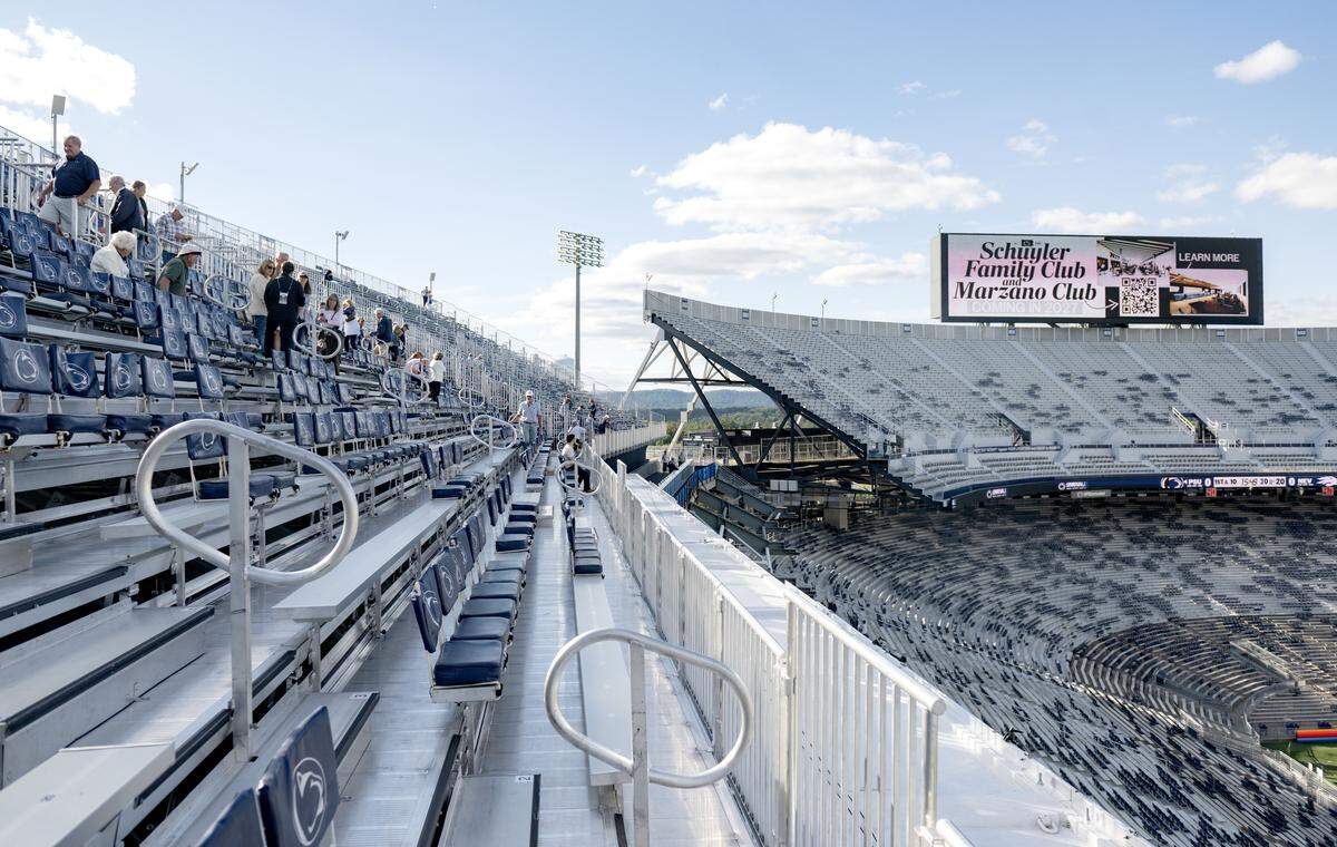 The temporary stands on the west side of Beaver Stadium on Friday, Aug. 29, 2025.  