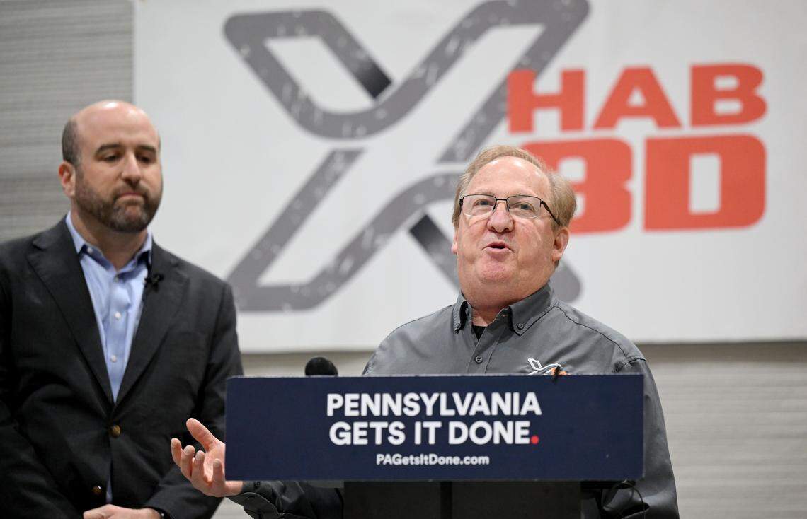 X-Hab 3D Co-Founder, Chair and CEO Bruce Kraselsky speaks during a visit with Pennsylvania Department of Economic Development Secretary Rick Siger on Thursday, March 5, 2026. 
