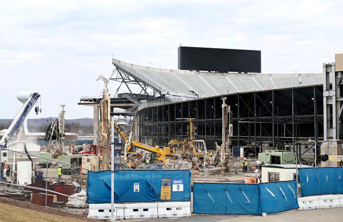 Construction on the west side of Beaver Stadium on Wednesday, March, 12, 2025.