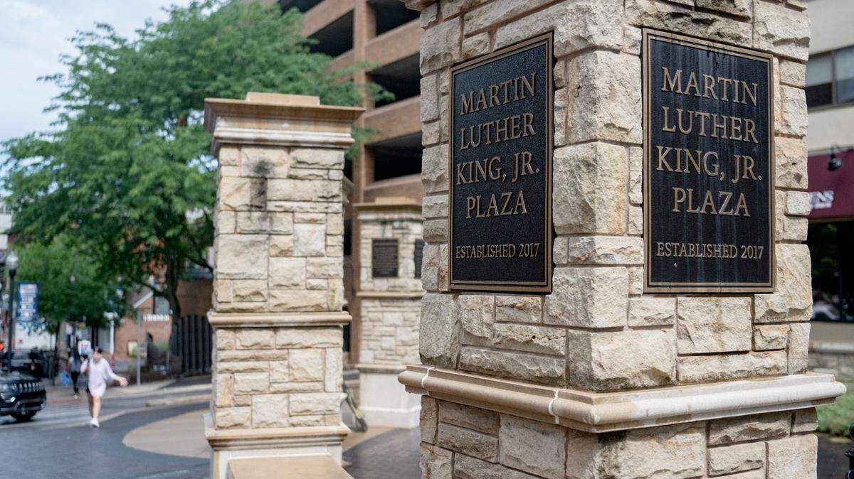The Martin Luther King Jr. Plaza on Fraser Street in downtown State College is pictured in August 2022. The plaza opened in 2017.