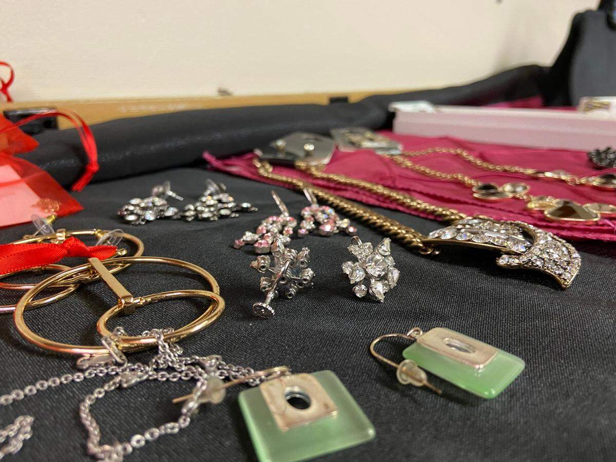 The Prom Attire Event features a back wall full of accessories for students to choose from.