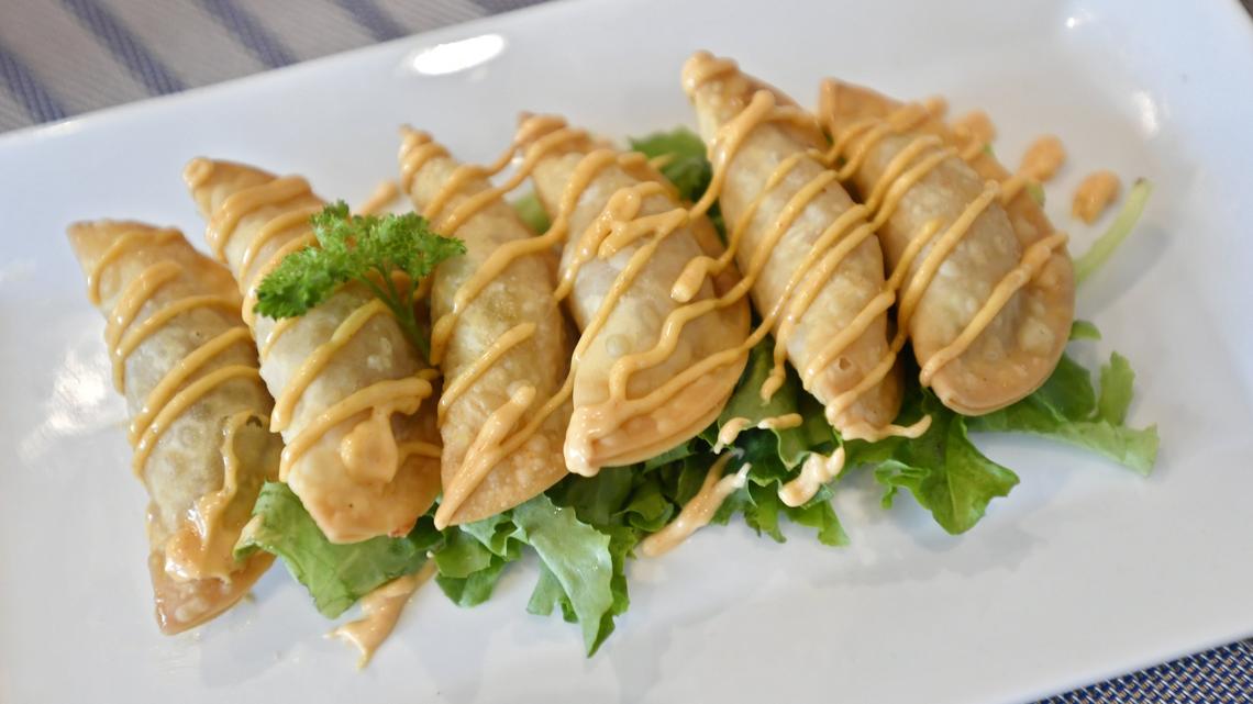 Bacon Cheeseburger Dumplings, like these, are served at Bistrozine, located at 409 E. Calder Way. The restaurant made Yelp reviewers’ list of top picks for delivery.