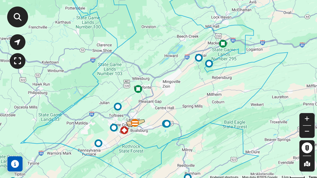 Power outages were reported across Centre County on Thursday morning.