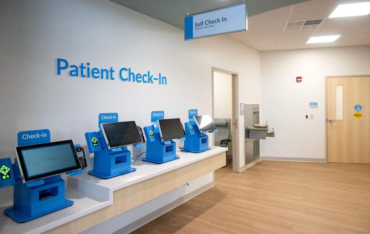 A patient self check-in area at the new Geisinger Bellefonte Medical Clinic on Monday, Nov. 25, 2024.