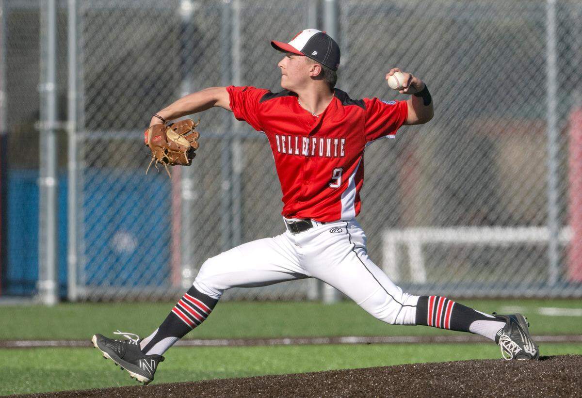 Bellefonte’s Alex Ebeling pitches during the game against Philipsburg-Osceola on Thursday, April 13, 2023.