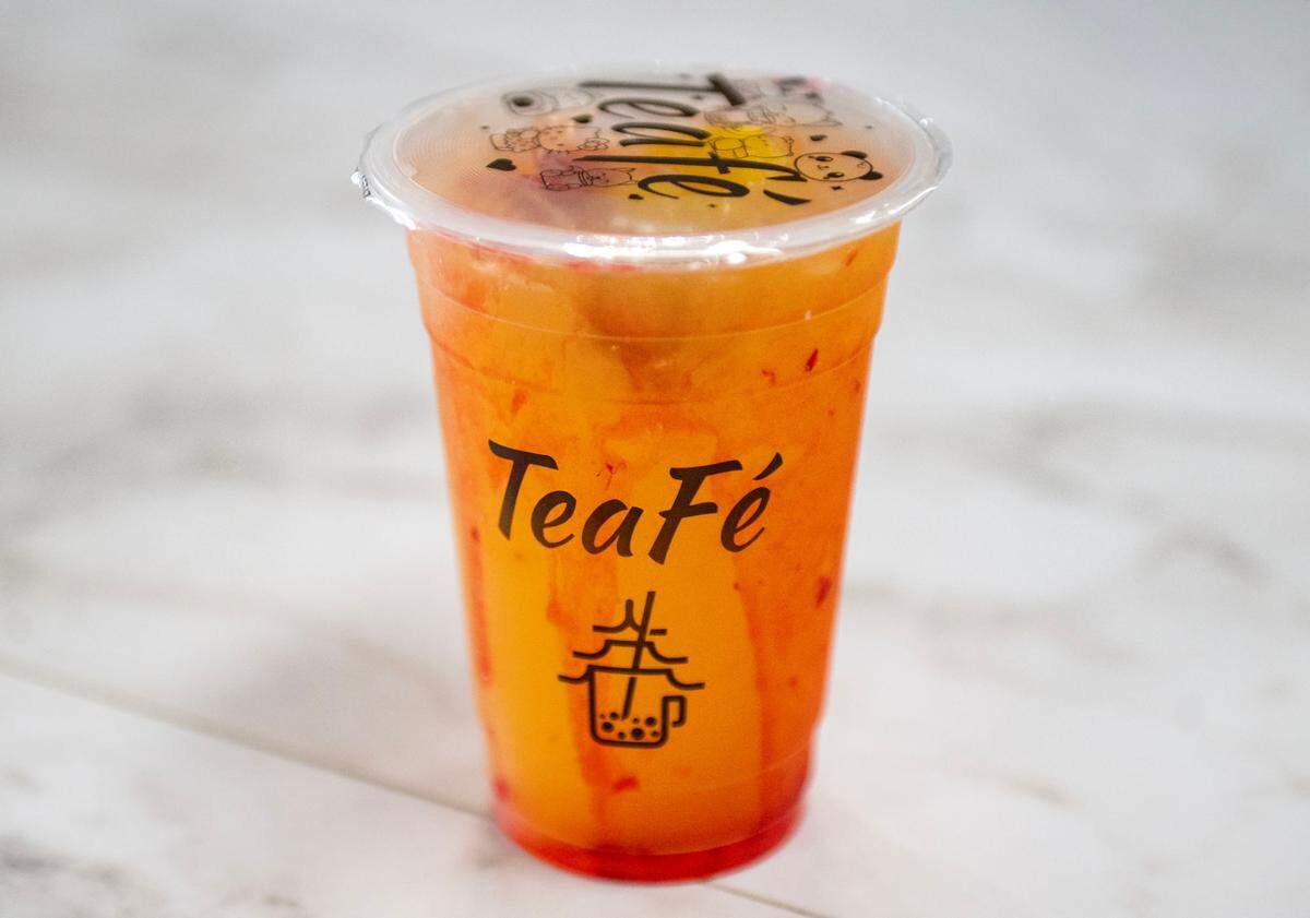 A Fiery Paradise featuring strawberry and mango at Tea Fé on Wednesday, Aug. 14, 2024.