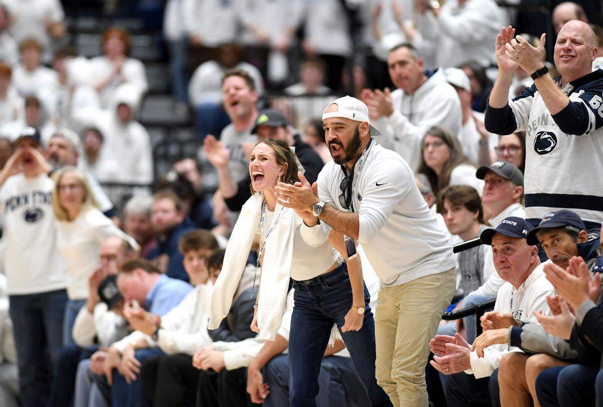 Penn State fans cheer during the game against Illinois on Wednesday, Feb. 21, 2024 at Rec Hall.