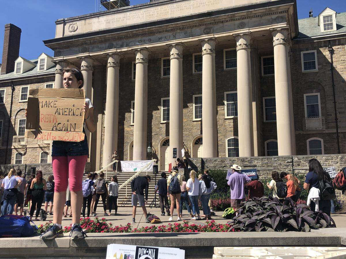 Chiara Congiu-Hughes, a Delta Program sixth grader, was among hundreds to attend Friday’s Global Climate Change.