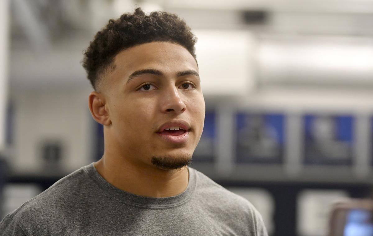 Penn State wrestler Aaron Brooks answers questions for the media on Tuesday, Nov. 5, 2019.