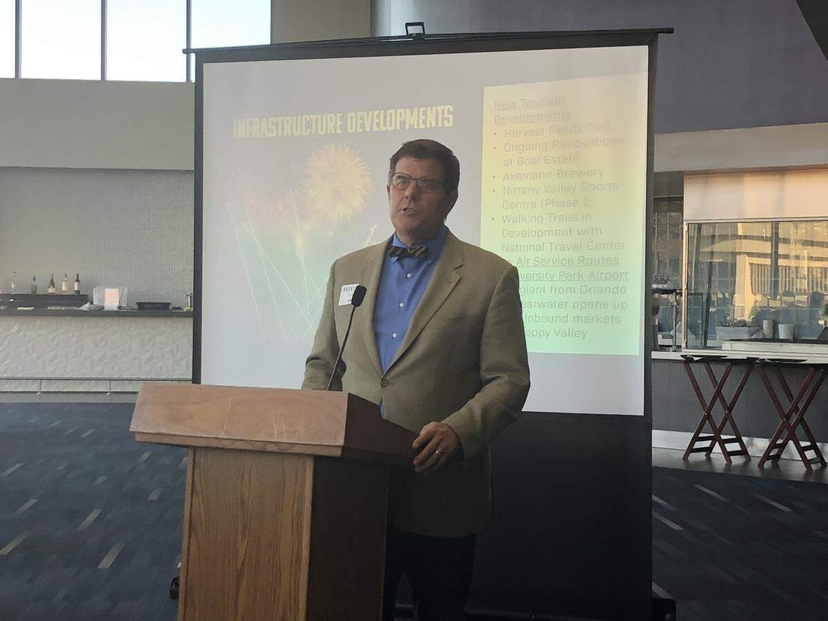 Tim Reeves, Allen & Gerritsen principal, announced the Happy Valley Adventure Bureau’s new name and marketing campaign during the annual meeting at the Pegula Ice Arena on Tuesday.