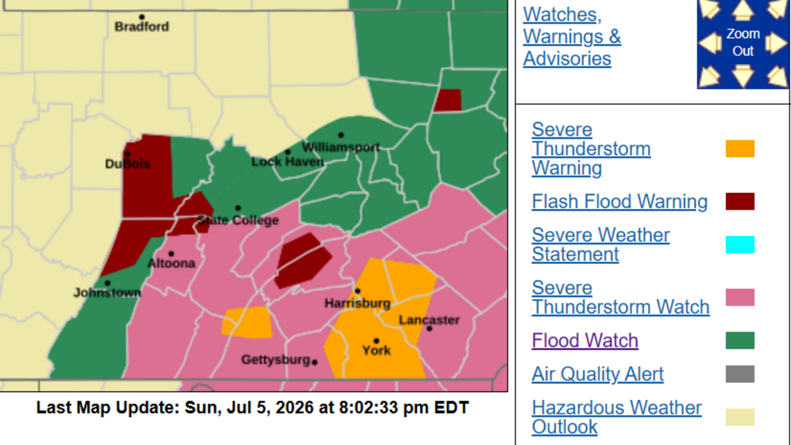 Flash flood warning, flood watch issued in Centre County. What to know