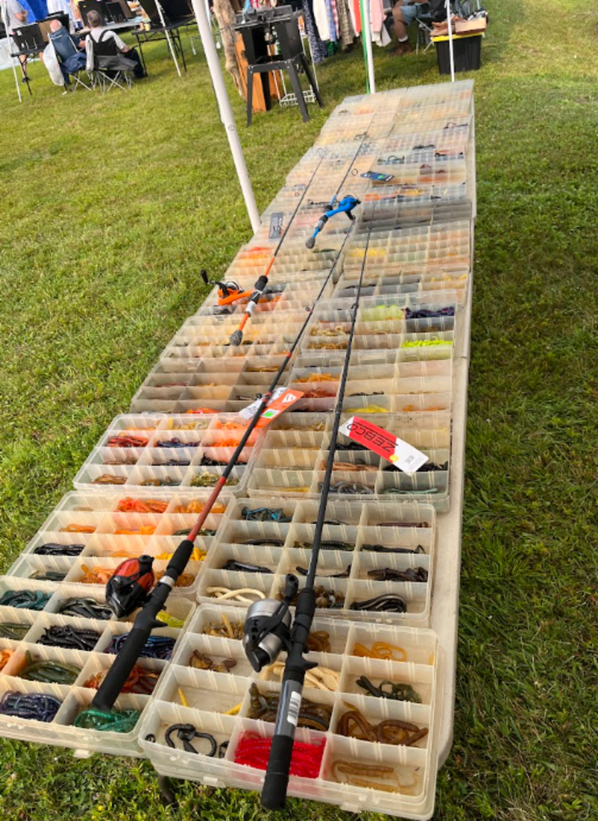 Loads of fishing gear for sale in Karthaus during the 100 Mile Yard Sale on Friday, July 17, 2026.