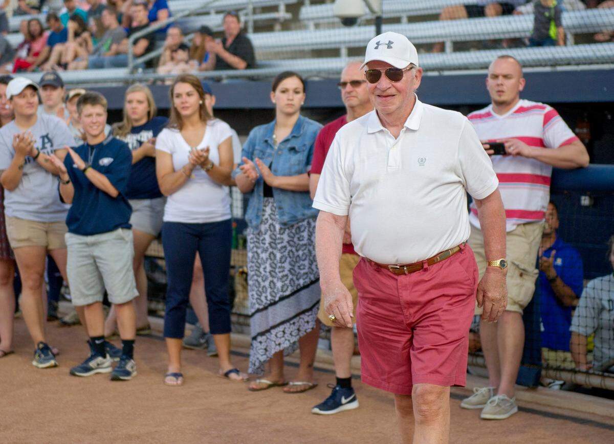 Former Centre Daily Times sports writer Ron Bracken is inducted into the PSBCA hall of fame on Wednesday, June 22, 2016 at Beard Field.