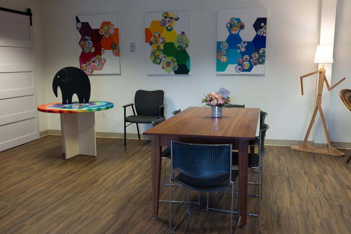 The lobby of the new Jana Marie Foundation office also serves as a training space.