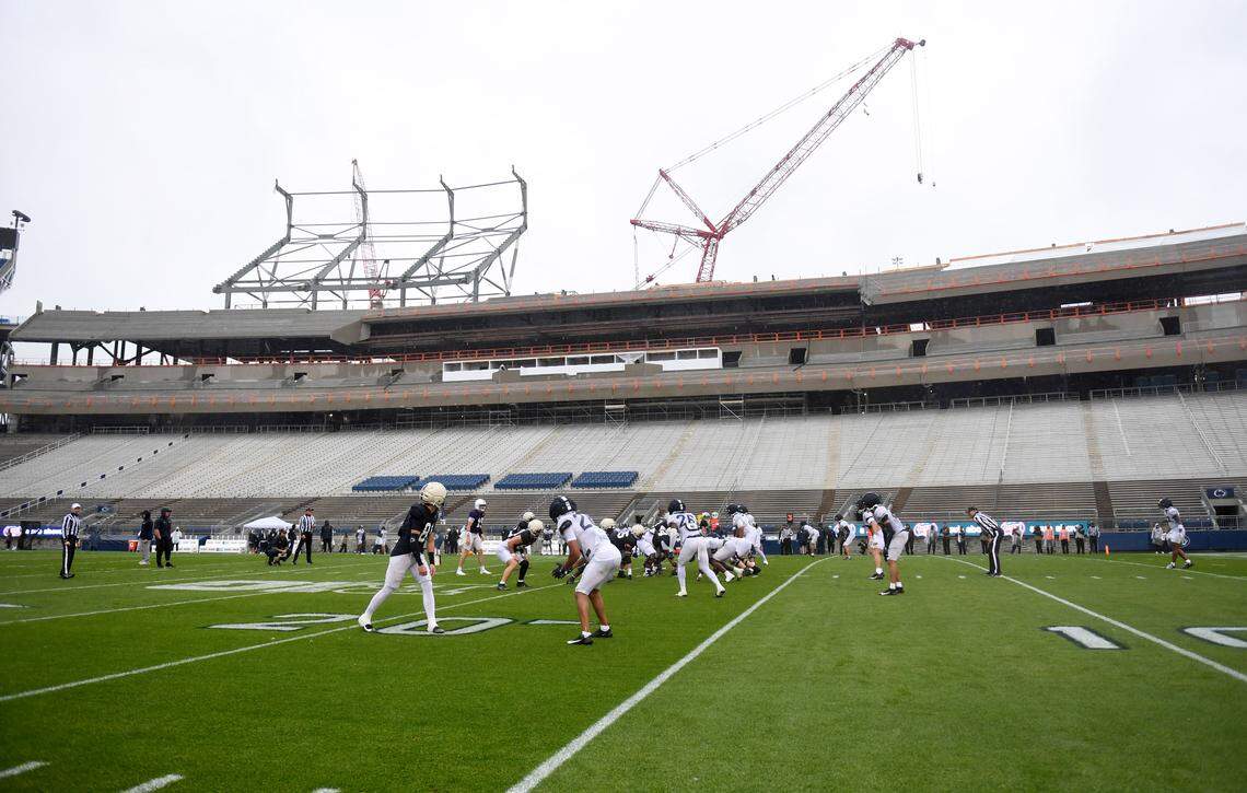 Renovations on the west side of Beaver Stadium during the Blue-White Practice on Saturday, April 25, 2026.  