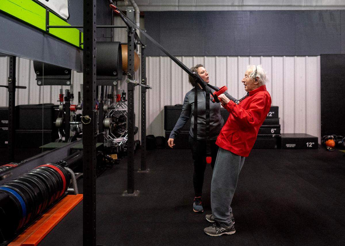 George Etzweiler does an exercise at Ki’netik Fitness on Friday, April 5, 2024.