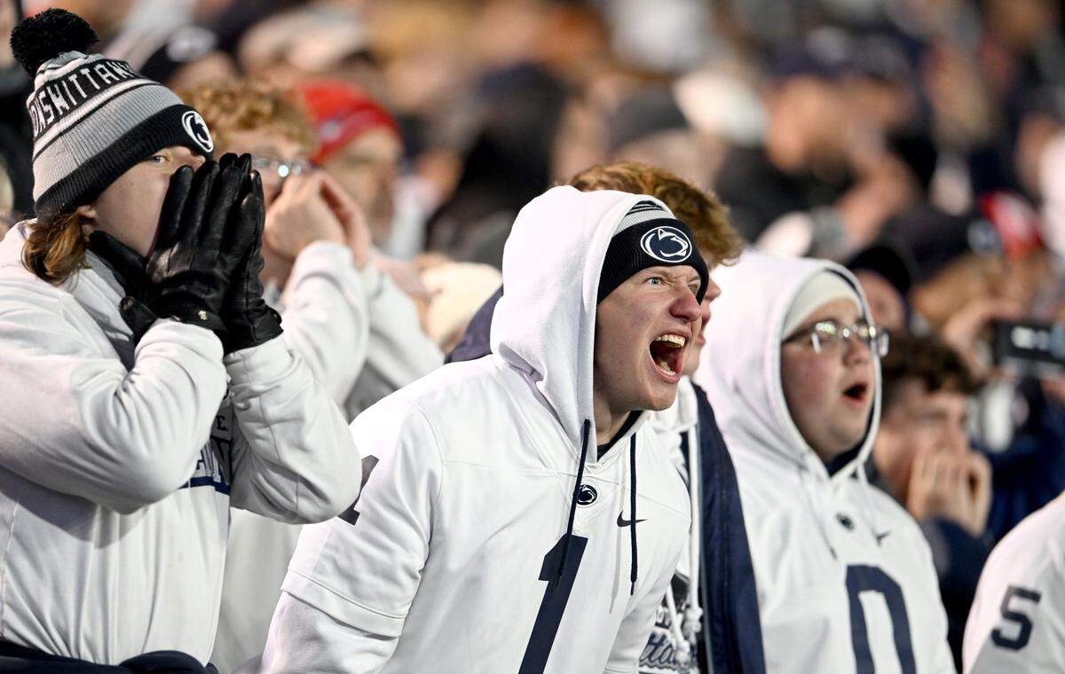 Penn State fans cheer during the game against Nebraska on Saturday, Nov. 22, 2025 at Beaver Stadium.