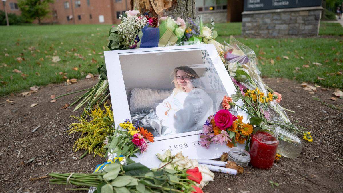 A photograph of Lovisa Arnesson-Cronhamre is surrounded by flowers in September near the spot on Park Avenue where she was hit car driven by Ahmed Alqubaisi.