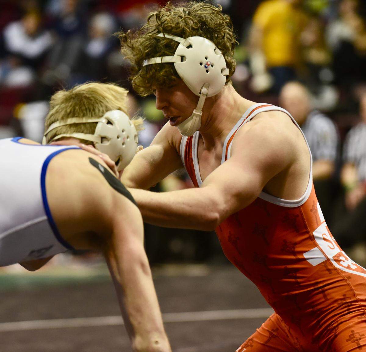 St. Joseph’s Catholic Academy’s Zack Witmer, pictured in 2020, leads the county after the opening week of wrestling with two technical falls. He outscored his opponents 30-0.