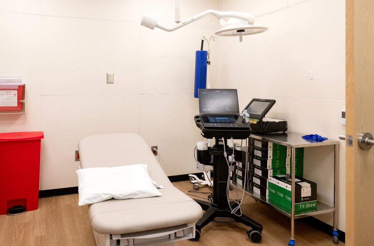 An exam room in the expanded orthopedics department at the Geisinger Healthplex State College on Wednesday, Jan. 29, 2025.