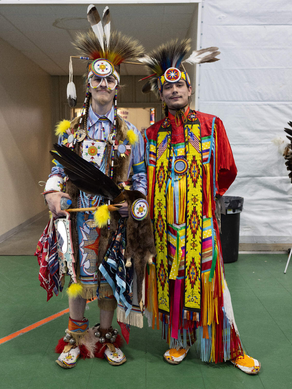 Dancers pose at the Penn State 2025 Powwow on March 29, 2025 at C3 Sports Complex.