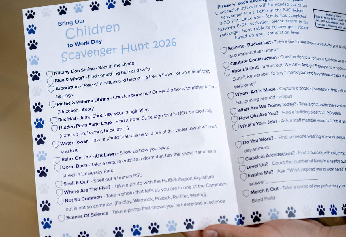 A scavenger hunt was part of Penn State’s Bring Our Children to Work Day on Monday, April 13, 2026.  