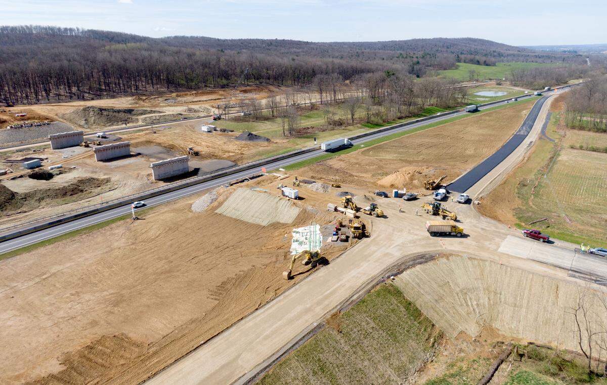 Construction continues for the new state Route 26 and Interstate 80 local interchange on Friday, April 22, 2022.