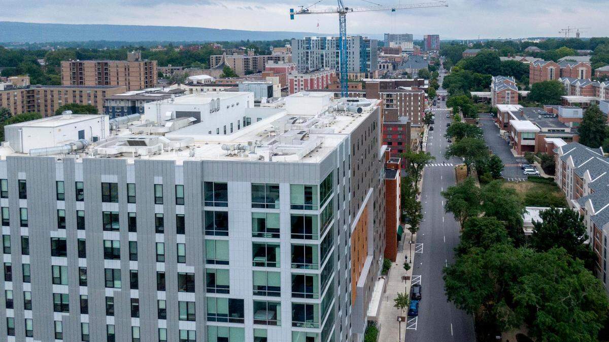 Downtown State College, pictured here in July 2022, is home to an ever-growing number of apartment buildings and rental properties.