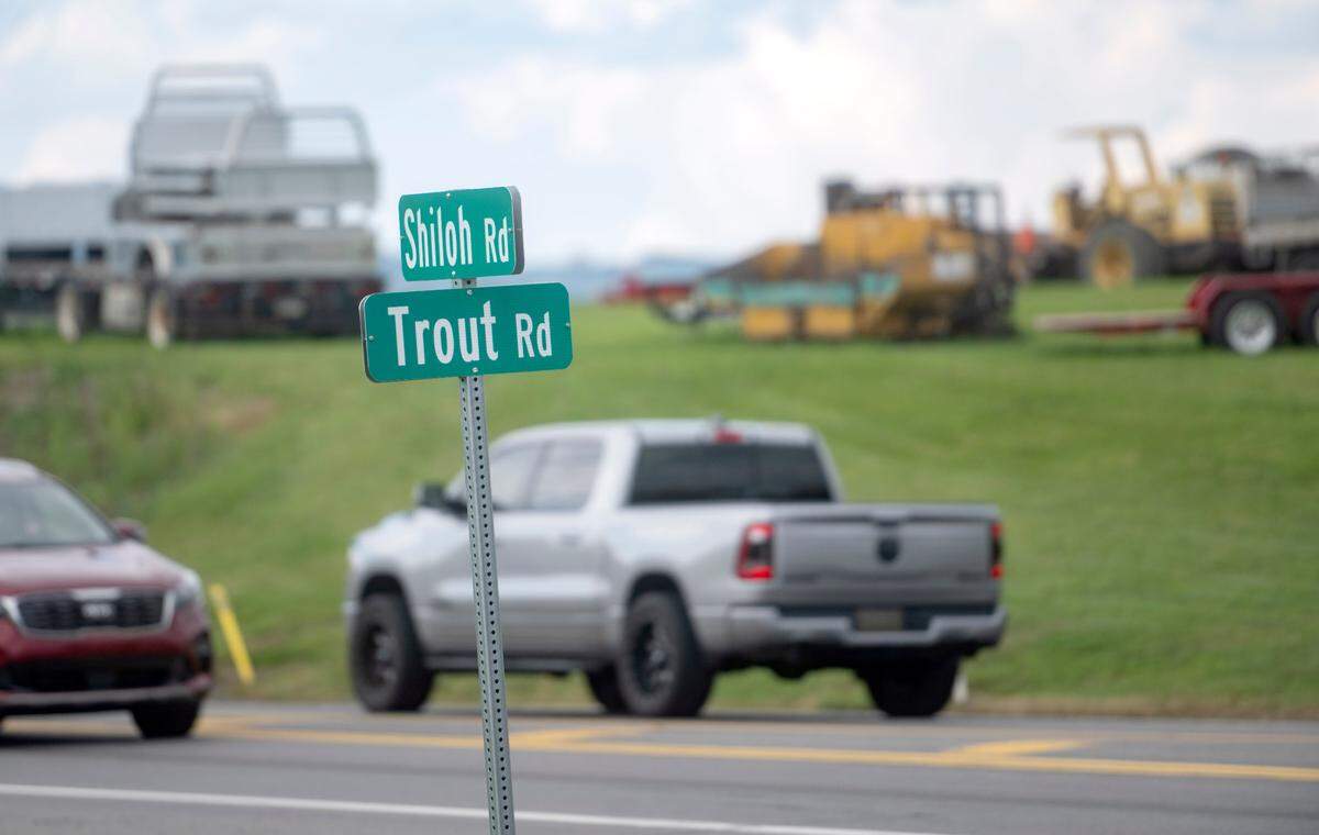 The intersection of Trout Road and Shiloh Road in College Township.