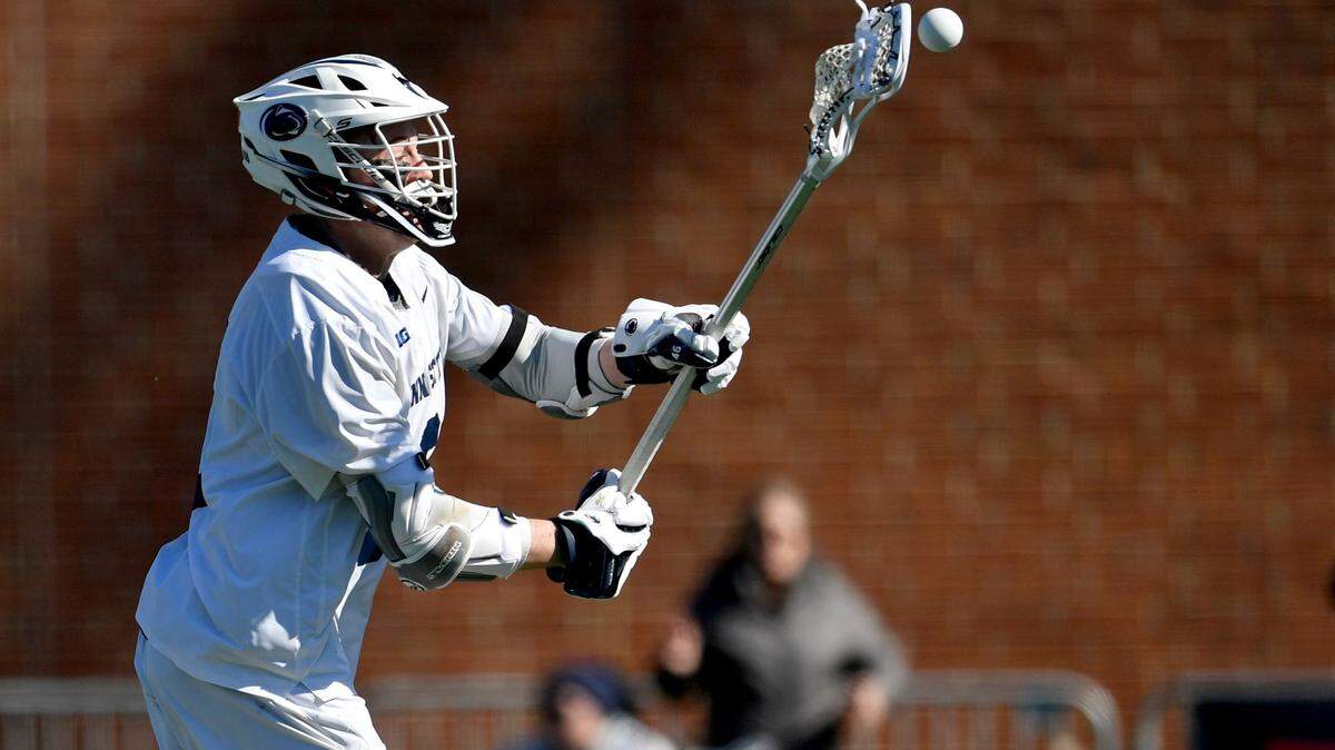 Penn State’s Mac O’Keefe makes a shot for a goal during the game against Yale on Saturday, Feb. 22, 2020, at Panzer Stadium.