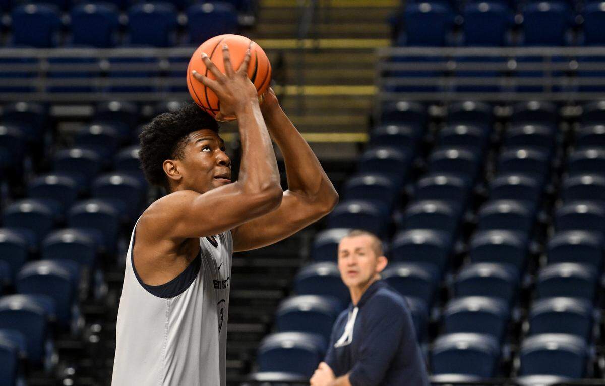 Penn State’s Kebba Njie makes a shot during practice on Tuesday, Oct. 25, 2022.