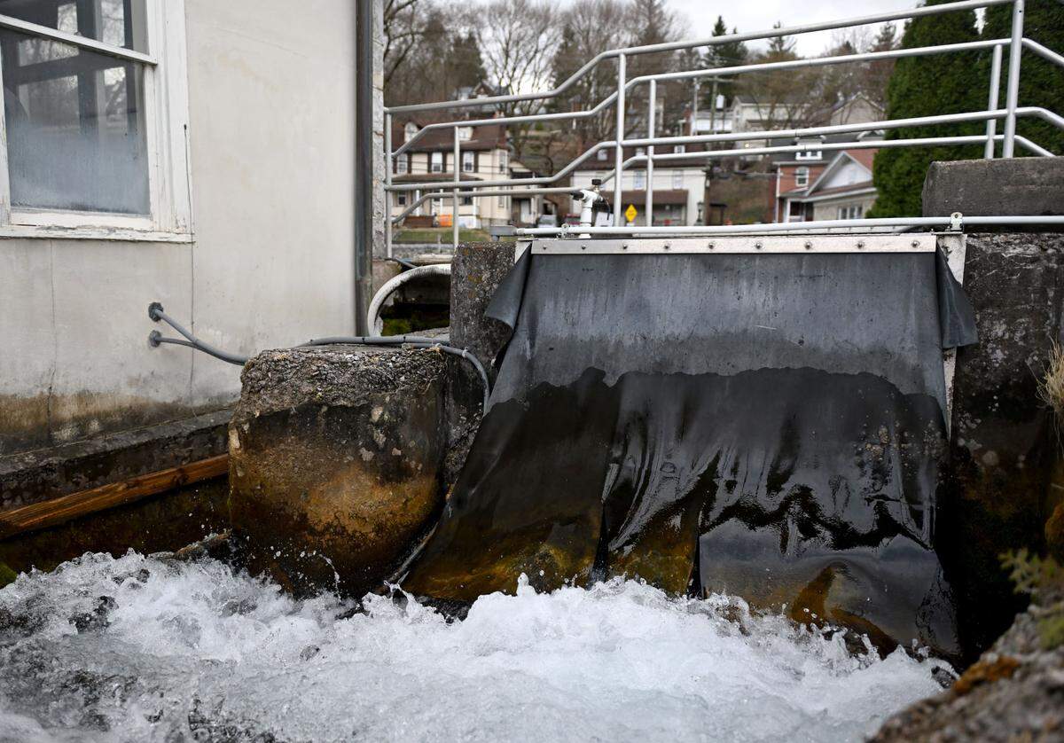 The overflow from Bellefonte’s Big Spring is pictured Monday, March 31, 2025.