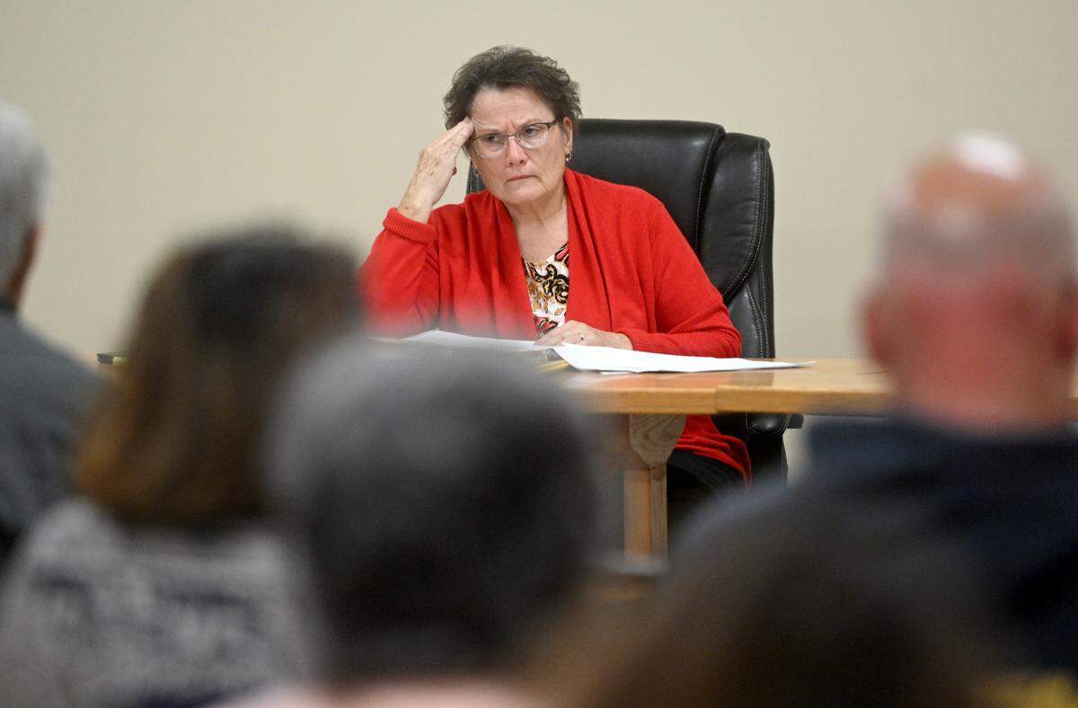 Benner Township Supervisor Kathy Evey listens during the Benner Township meeting on Oct. 7, 2024.