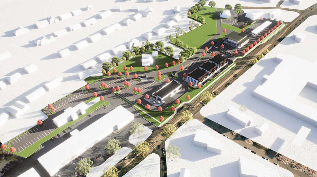 This mockup shows the proposed redevelopment of the former Autoport property along South Atherton Street in State College.