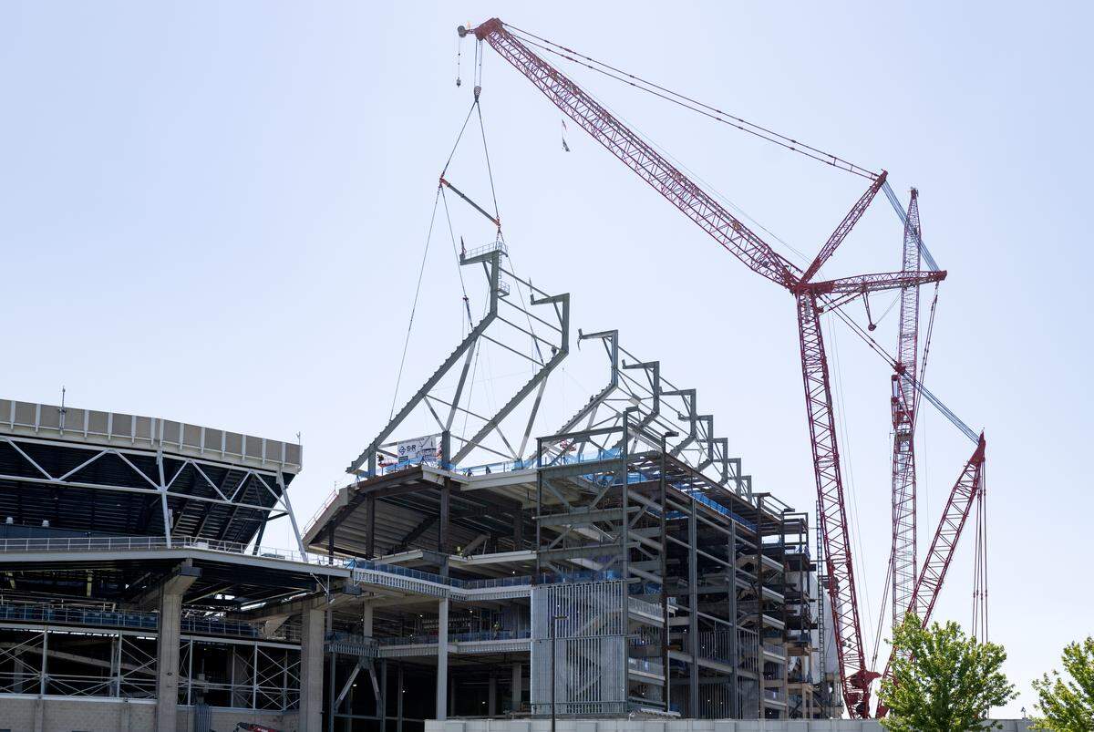 Construction on the west side of Beaver Stadium is pictured on Tuesday, May 12, 2026.  