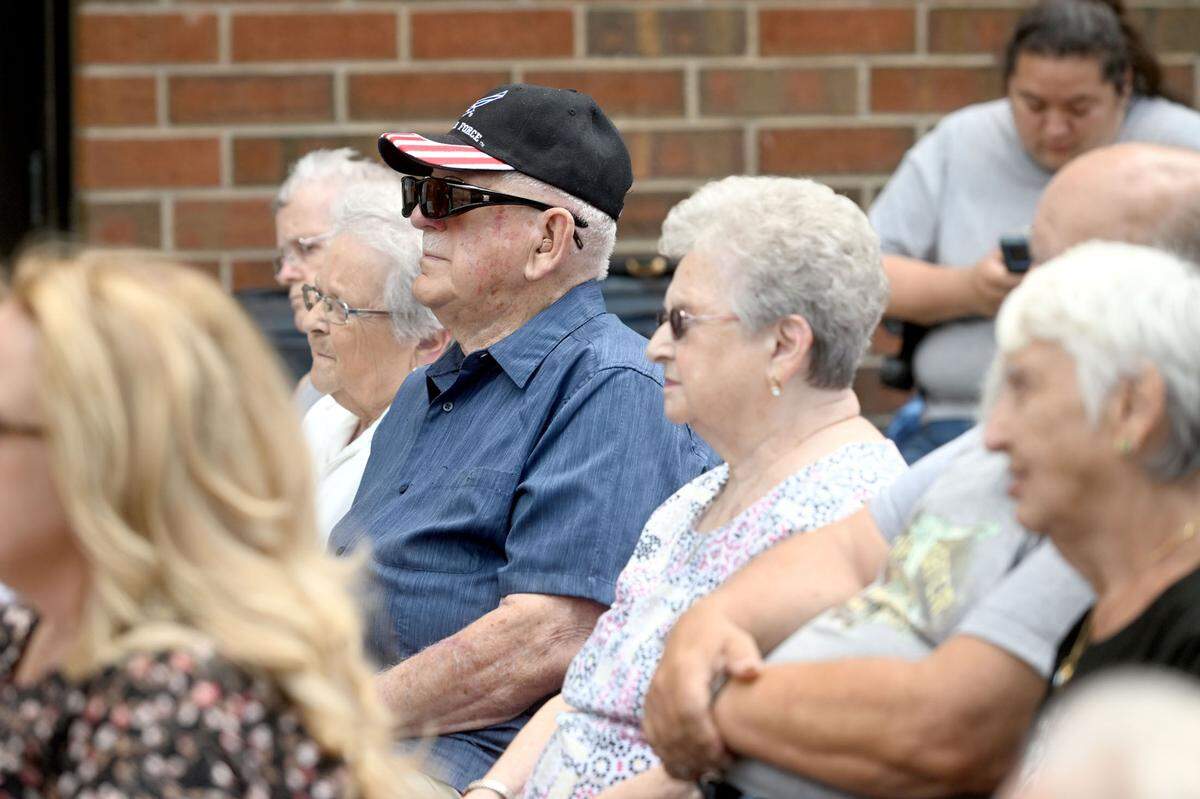 Seniors listen to Pennsylvania Governor Josh Shapiro talk about the expanded Property Tax/Rent Rebate program outside of the Philipsburg Senior Resource Center on Thursday, June 27, 2024.